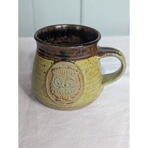 Truro Pottery Cornwall Owl coffee drink mug cup browns vintage